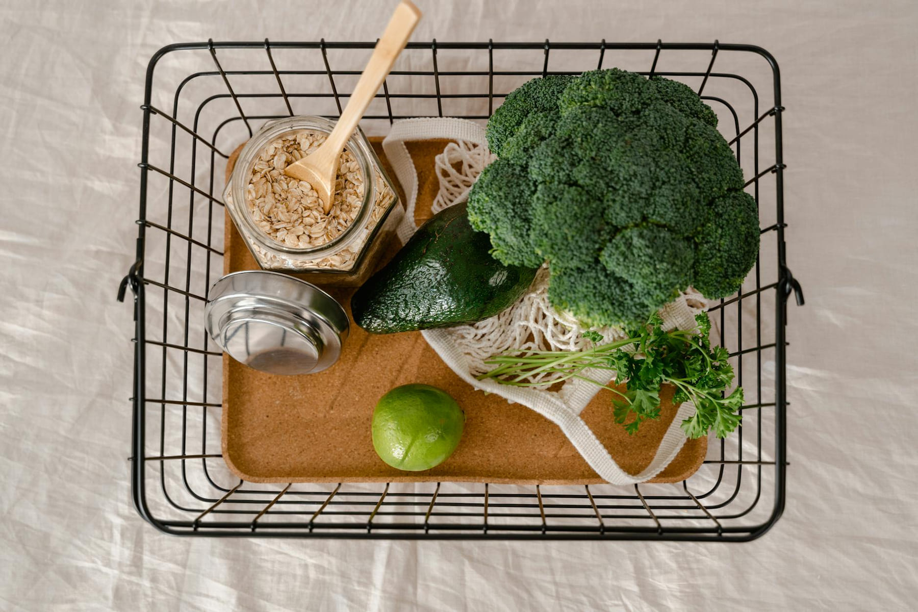 A basket of fresh produce and oats promoting a healthy and sustainable lifestyle. on Think Lean Live Strong