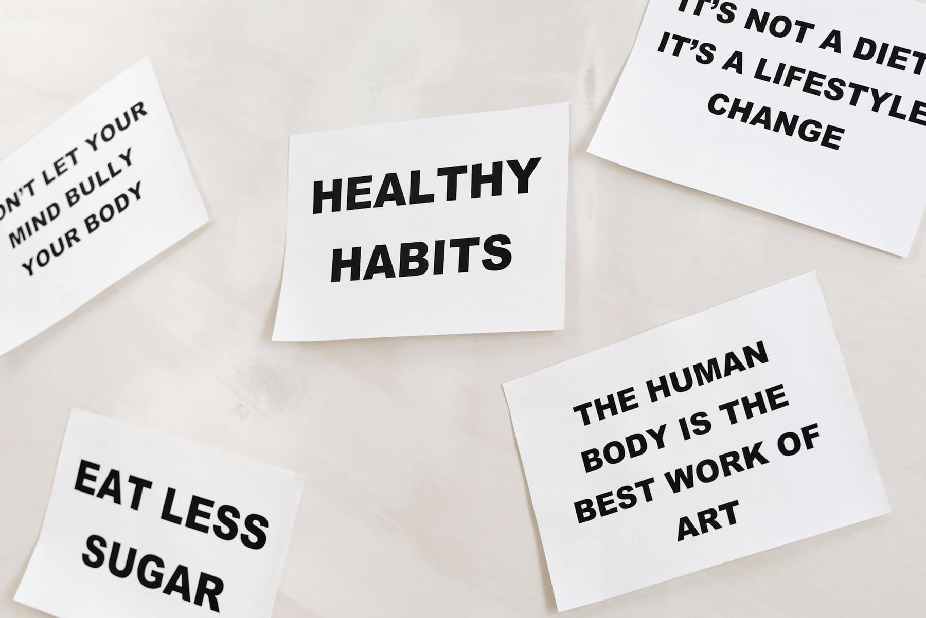Motivational cards promoting healthy habits and positive thinking for lifestyle change. on Think Lean Live Strong